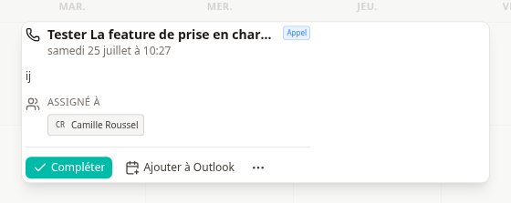Aperçu rapide d'une action — barre de gestion compacte
