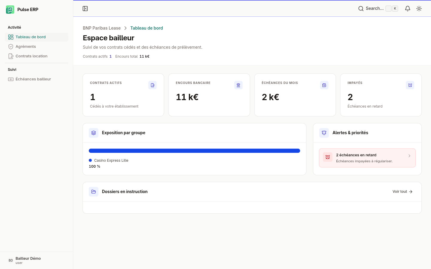 Tableau de bord bailleur